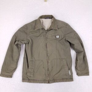 Transnine Skater Jacket Medium Green Sherpa Lined Full Zip Canvas Y2K Streetwear